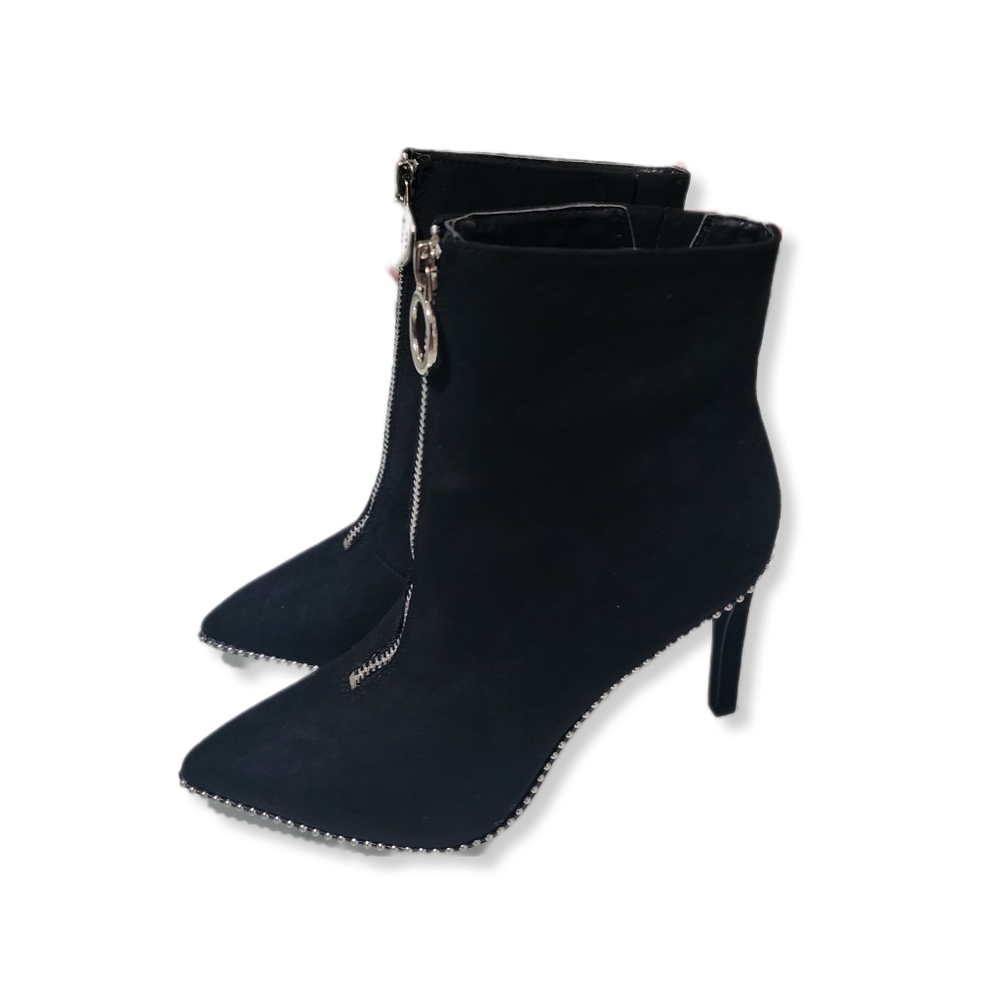 Bar III Womens Bridget Stiletto Pointed Toe Embellished Black Ankle Boots Size 5
